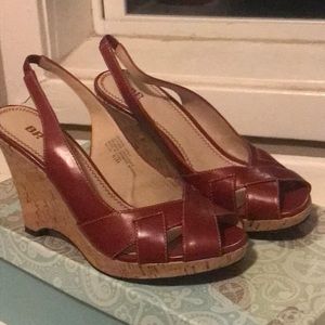 Red leather wedges-size 6.5